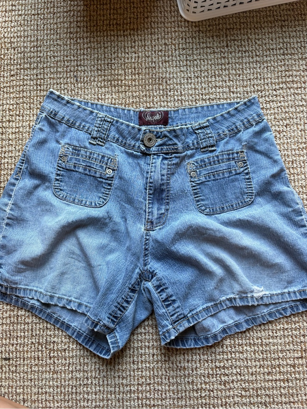 Angels Light Blue Denim Jean Shorts - Casual Front Pocket Style